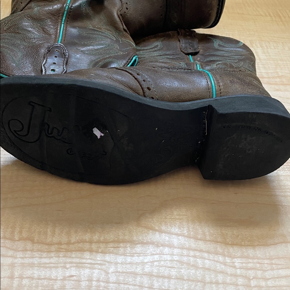 Justin Gypsy women's brown leather turquoise stitching rubber sole 7.5B - Picture 7 of 10